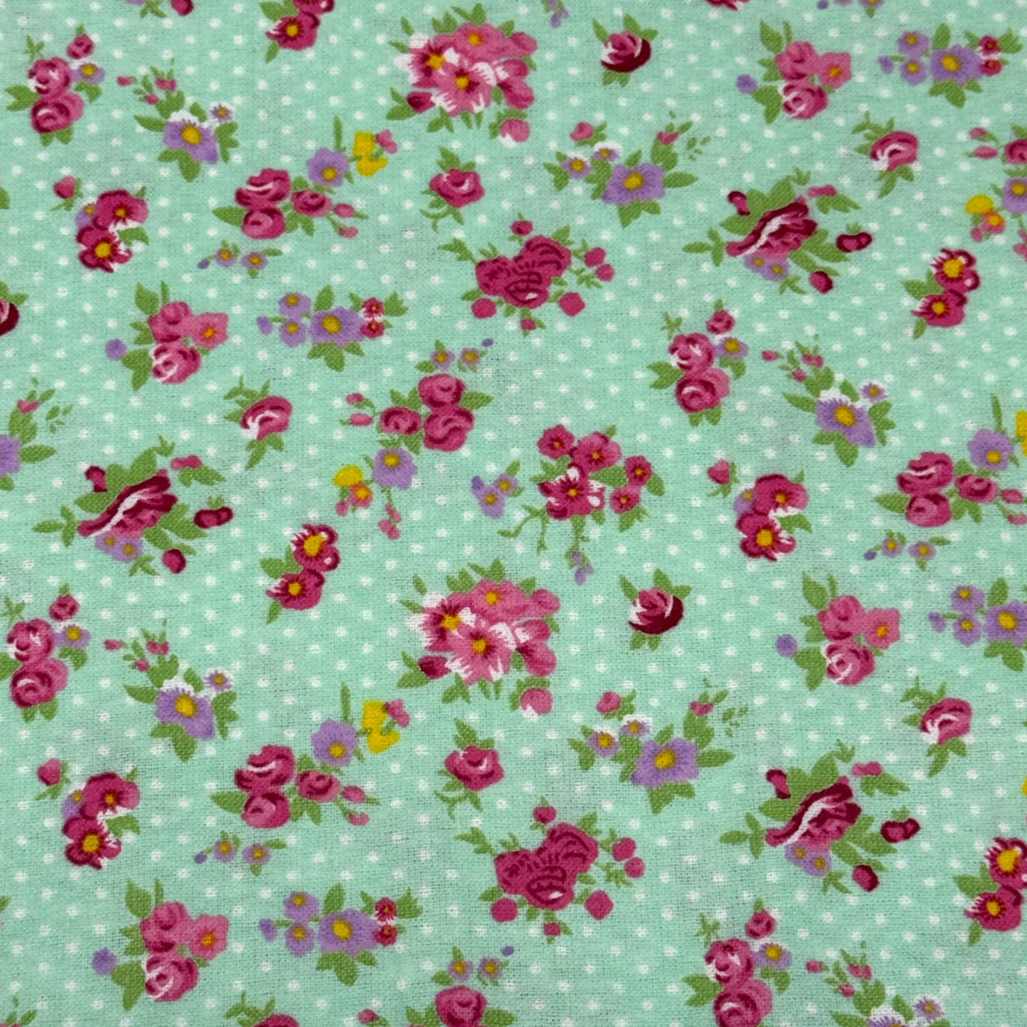 Feldman Blue Flowers & Dots Cotton Flannel